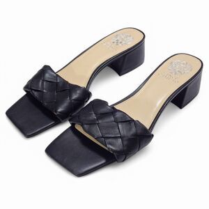 Vince Camuto Woven Leather Slide Sandals Black Size 9 Resort Minimal